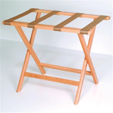 Vertex Deluxe Straight Leg Luggage Rack in Light Oak with Tan Webbing VE2681904